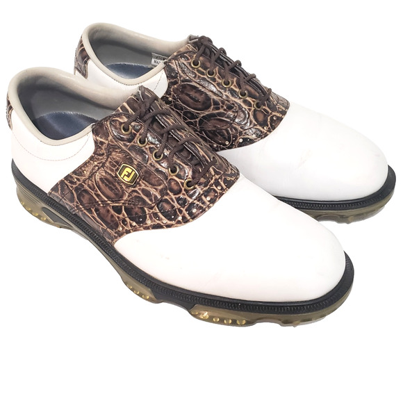 FootJoy Other - Footjoy FJ Dryjoys Tour Mens SIZE 7.5M Golf Shoes 53754 White Brown Lizard